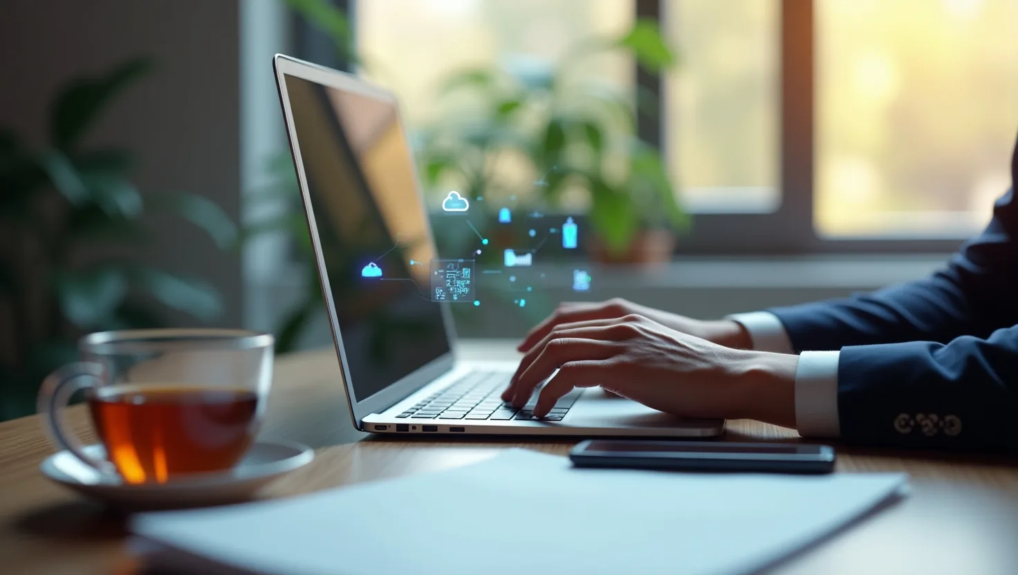 Technology professional working on a laptop